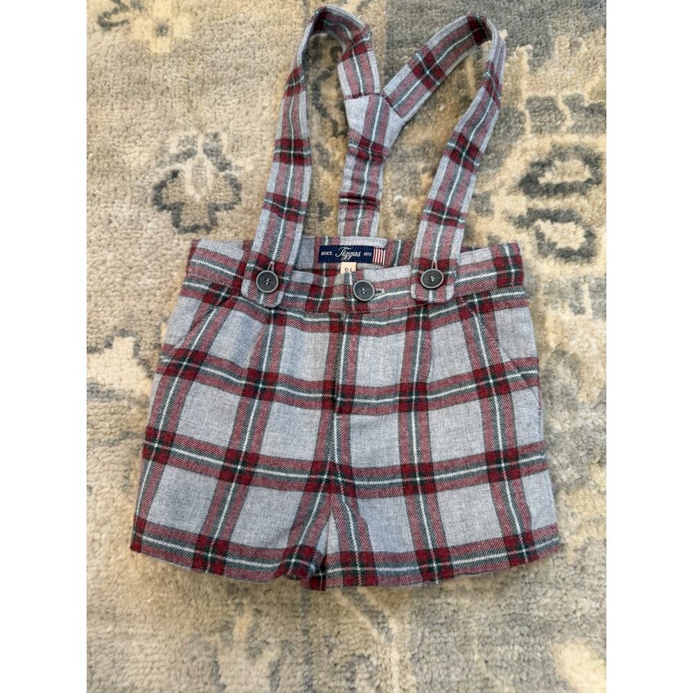 Tizza's Baby Boy Plaid Suspender Shorts 0-3 months